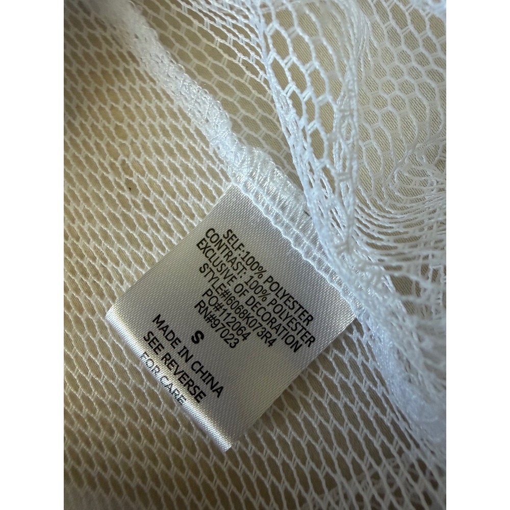 Miken Swim White‎ Mesh Palm Tree Flare Beach Cover Up Pants Small I6068K073R4 - Picture 6 of 9